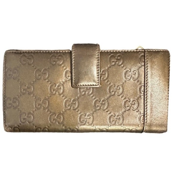 Gucci Wallet Purse Long Wallet Guccissima Brown Gold - Picture 5 of 6